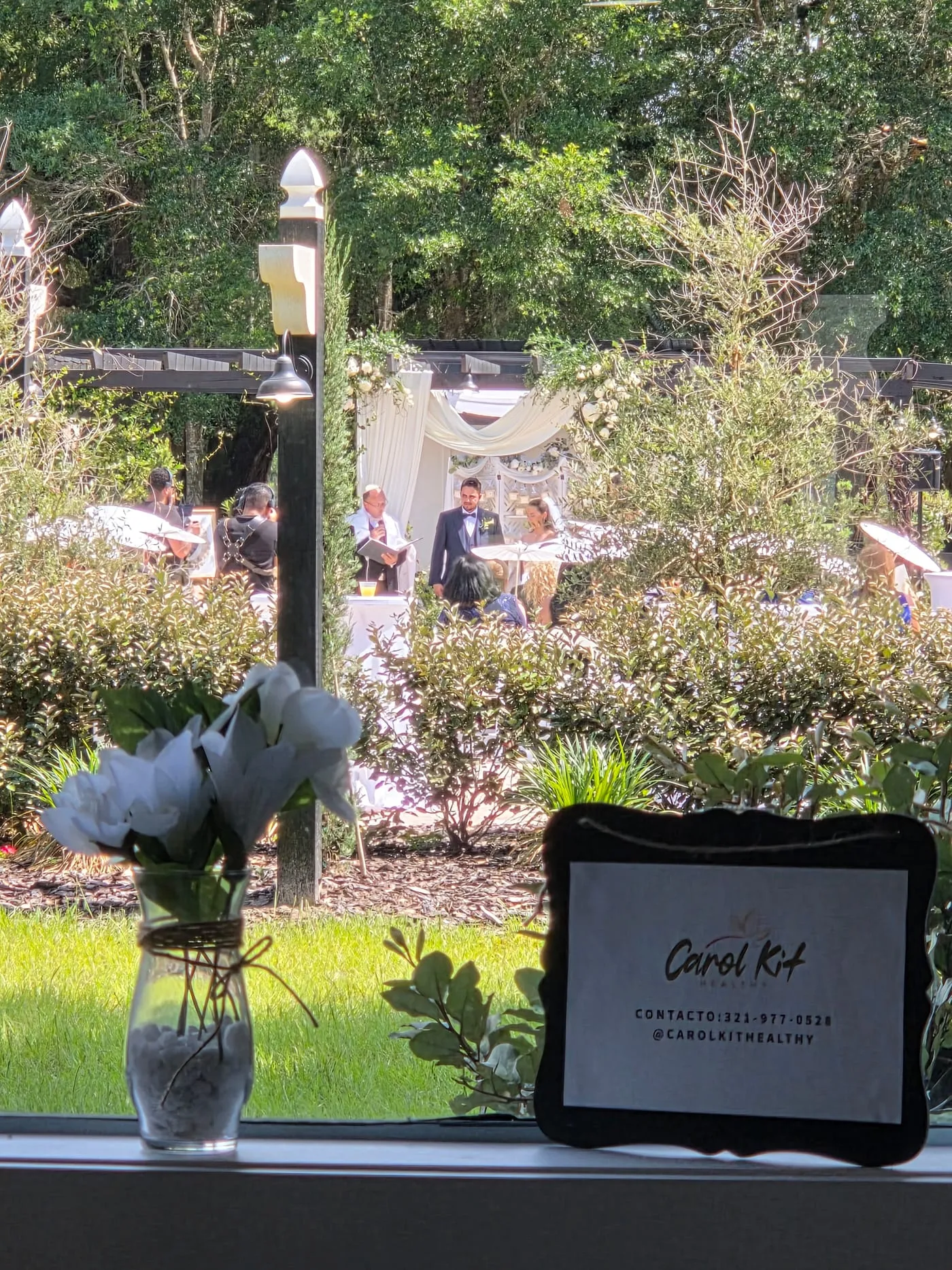 Outdoor ceremony catered by Carol Kit Healthy