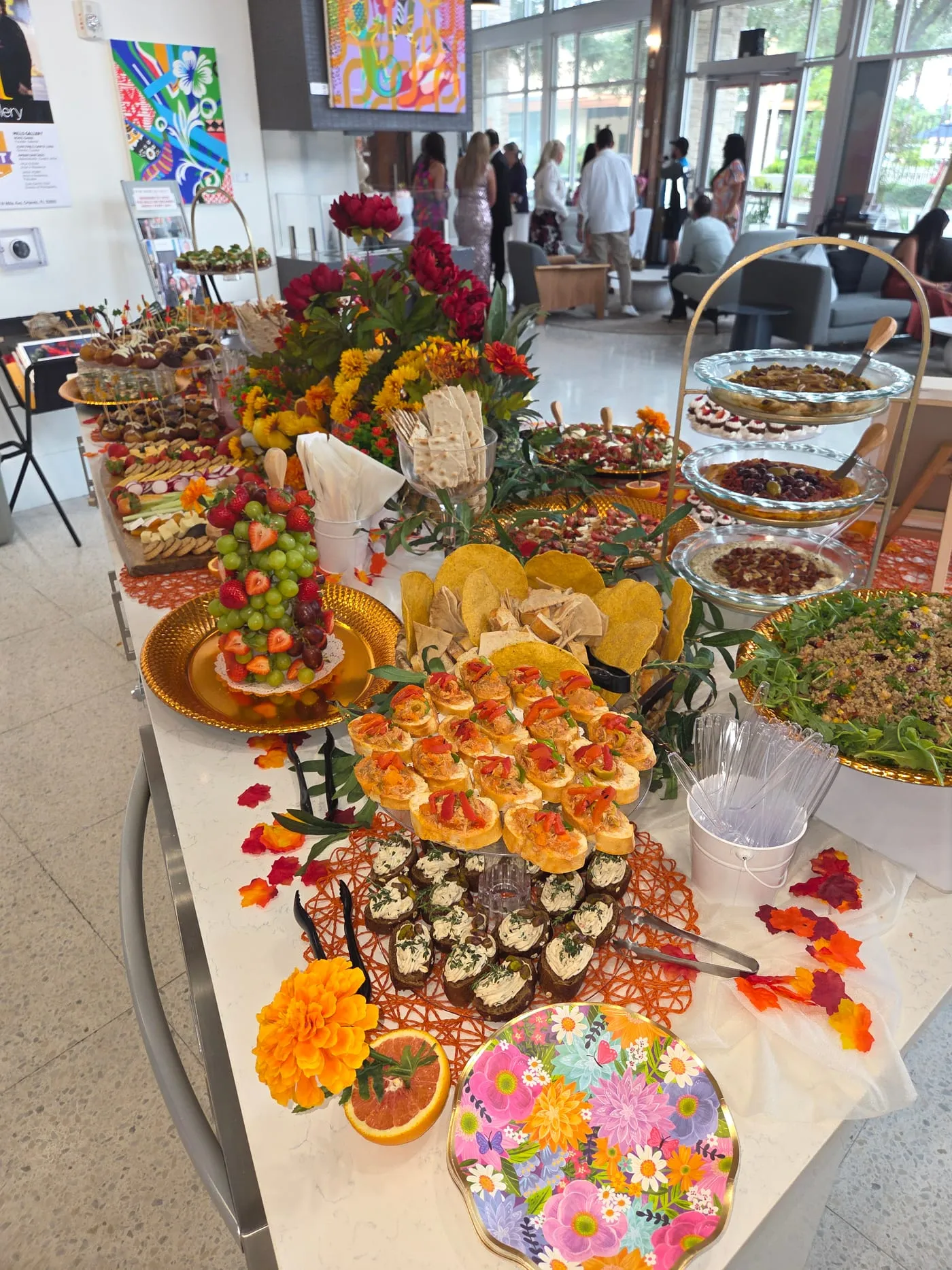 Healthy buffet set up at an office