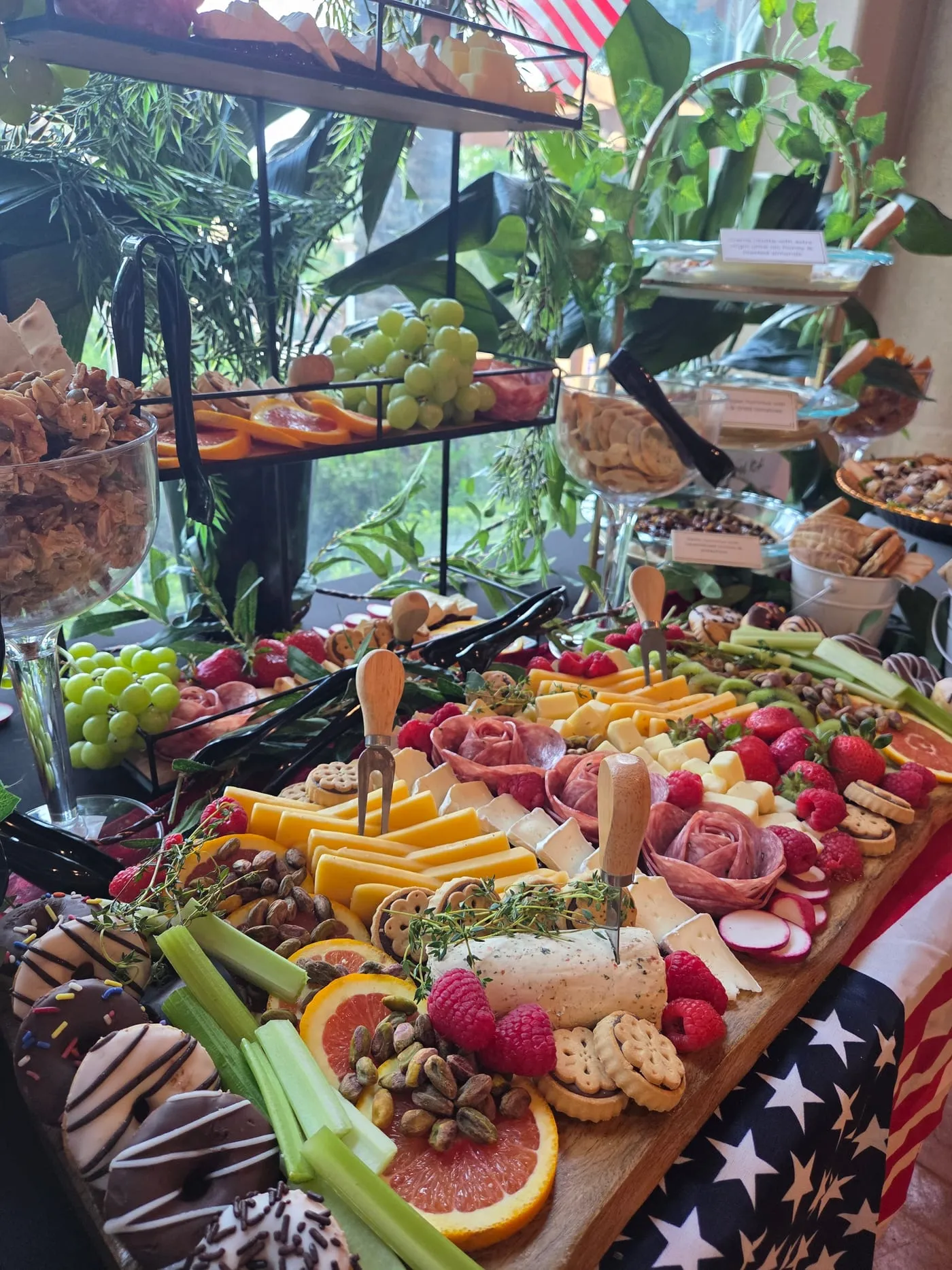 Selection of fruit, cheeses and vegetables