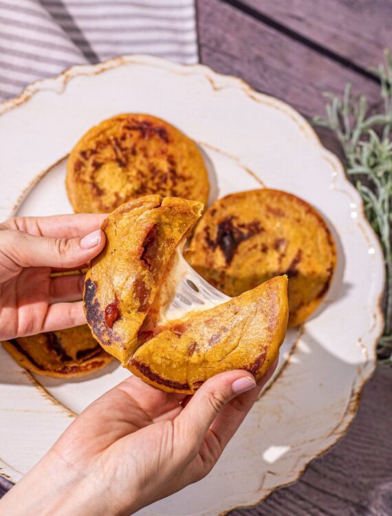 SWEET PLANTAIN AREPAS CHEESE AND GUAVA